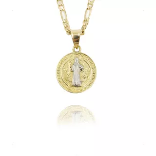 Medalla San Benito Oro 10k 1.5gr + Cadena De Regalo