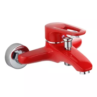 Llave Monomando Tina Ducha Metal Sólido - Rojo