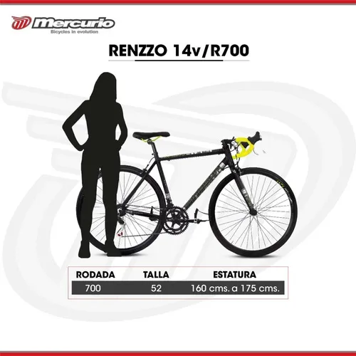 Bicicleta de estrada Renzzo R700 Mercury cor preto brilhante