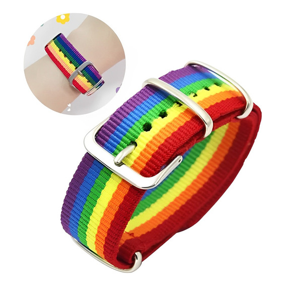 Pulsera Correa Reloj Arcoíris Lgbt Orgullo Gay Brazalete 2pk