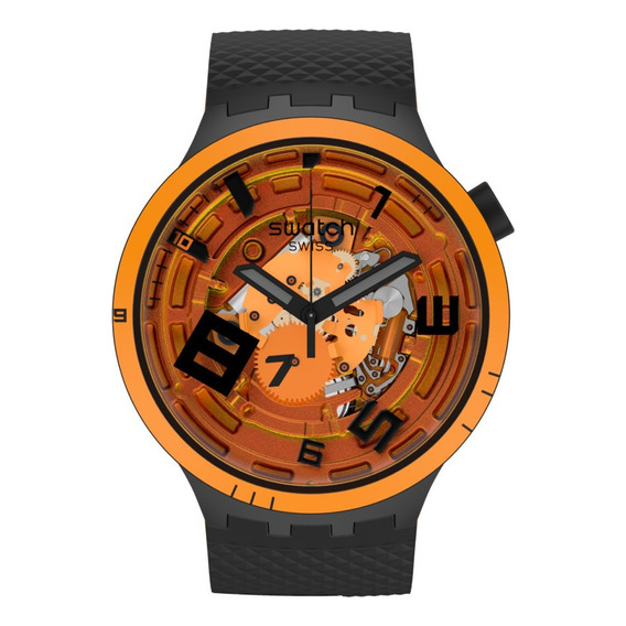 Reloj Swatch Oops! Sb01b127 Correa Negro Bisel Transparente