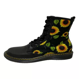 Bota Rocker Combat Mujer Plataforma Militar Negra