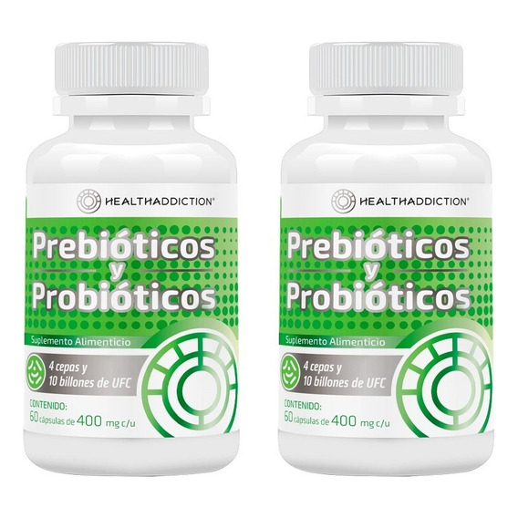 2 Pack Probióticos Y Prebióticos Healthaddiction. Sabor Sin Sabor