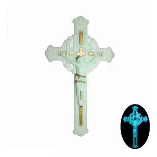 Crucifixo Colorido 28,5 Cm (tamanho Da Cruz) Grande Luminoso Cor Dourada Forma Cruz