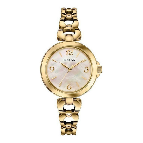 Reloj Bulova Mujer 97l138 Classic Acero Dorado Color del fondo Madre Perla Blanco