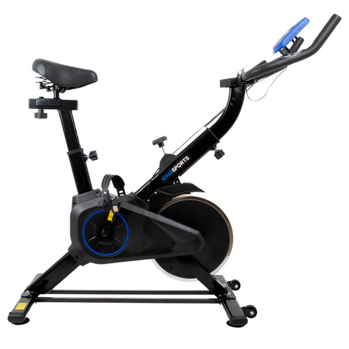 Bicicleta Estática Fija KingSports Inercia De 6 kg Para Spinning Cardio Y Fitness Color Negro con Azul Para 100 kg