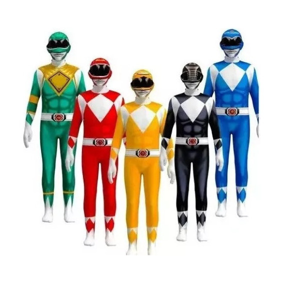 Fato Cosplay Adulto Infantil Mighty Morphin Power Rangers P