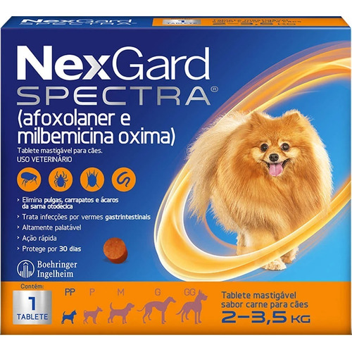 Pastilla antiparasitario Merial NexGard Antipulgas Spectra para perro de 2kg a 3.5kg