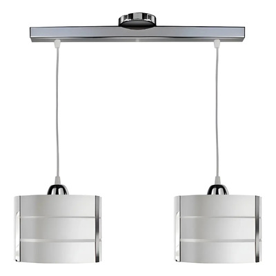Colgante 2 Luces Simil Madera Blanco Deco Apto Led Cromo Blanco