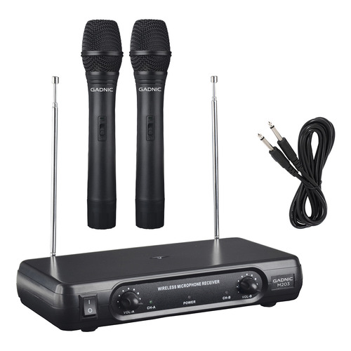 Microfono Inalambrico Profesional Vhf Karaoke Largo Alcance Color Negro