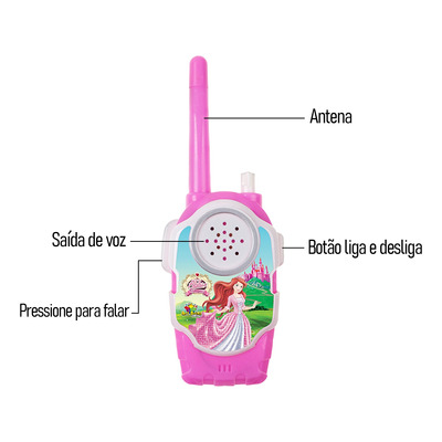 Walkie Talkie Rosa Infantil Princesas - Art Brink