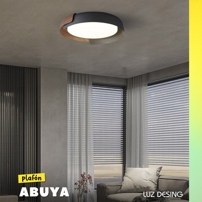 Plafon Led Abuya L Simil Madera 56w Diseño Moderno 60cm Dab