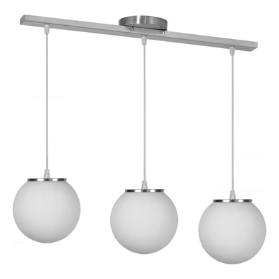 Lampara Colgante Liston 3 Luces E27 Globo 15 Cm Apto Led Acero