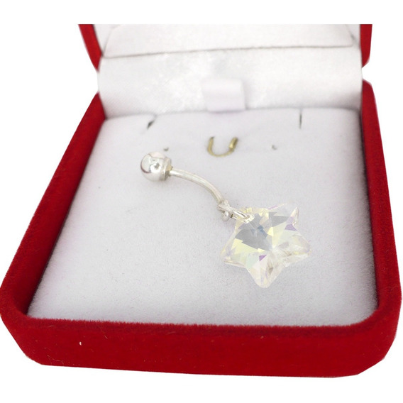 Piercing Ombligo Plata 925 Con Cristal Estrella Swarovsk