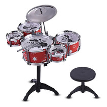 Mini Set Bateria Musical 5 Tambores Y Silla Taburete Juguete