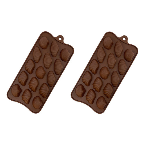 Molde De Silicon Conchas Chocolate Reposteria 2 Pzs Vencort Color Marrón