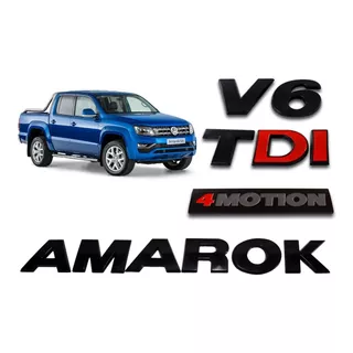 Kit 4 Emblemas Preto Volkswagen Amarok Tdi 4motion Automatic