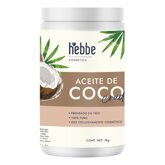 Aceite Coco Extravirgen Natural Prensado en frio uso en Cosmetica Sin sabor 1kg