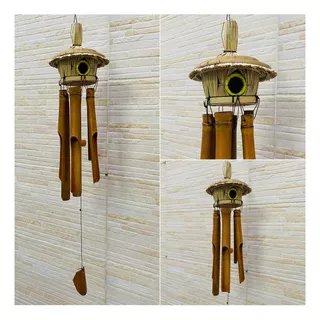Llamador Angel Importado Indonesia Paja-bamboo Movil Casita