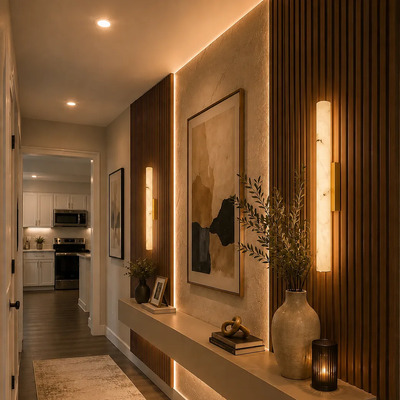 Aplique Moderno Led Vela 12w 3000k 800mm Alabastro Bronce Bronce