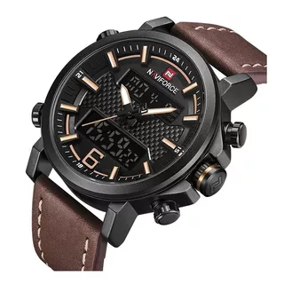 Relógio Naviforce Masculino Esportivo Militar Pulseira Couro