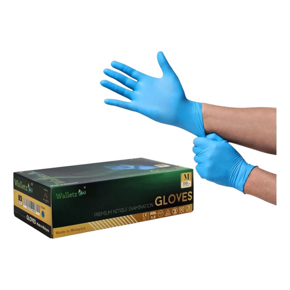 Guantes De Nitrilo Libre De Latex Sin Polvo 100pz Talla M