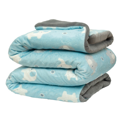 Cobertor Cunero Bebé Pachoncito Elefantitos Chiqui Mundo Color Azul