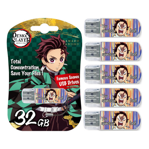 Pack C/5 Usb Verbatim 32gb Demon Slayer Kamado Tanjiro Color Blanco