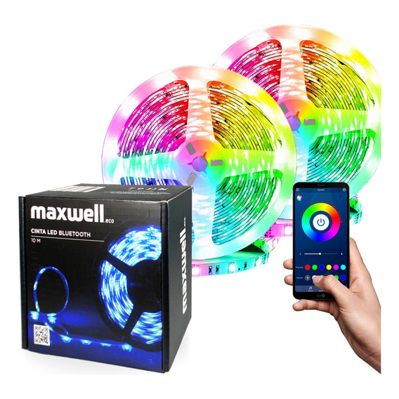 Tira Cinta Luces Led Rgb Bluetooth 10 Metros Total +conector Maxwell