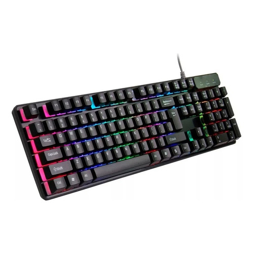 Teclado Gamer Landslides Kr-6300 Series Ingles Luz Rgb Usb Color Del Teclado Negro Idioma Inglés Us