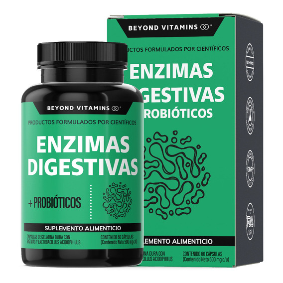 Suplemento Alimenticio Enzimas Digestivas Probióticos Beyond Vitamins Sin Sabor Digestive Enzymes 60 Cápsulas