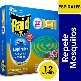 Raid Mosquitos Espiral X 12 U Doble Acción Venc Largo 5 En 1