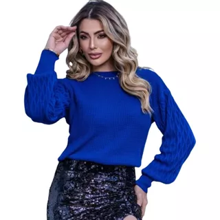 Blusa Tricô Feminina Inverno Sofisticada Novidade