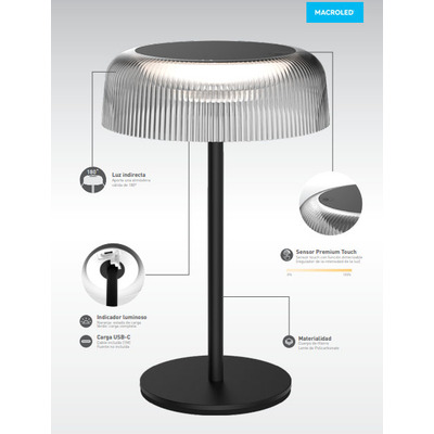 Lampara Velador De Mesa Umbrella Inalámbrica Led Dimer Mc