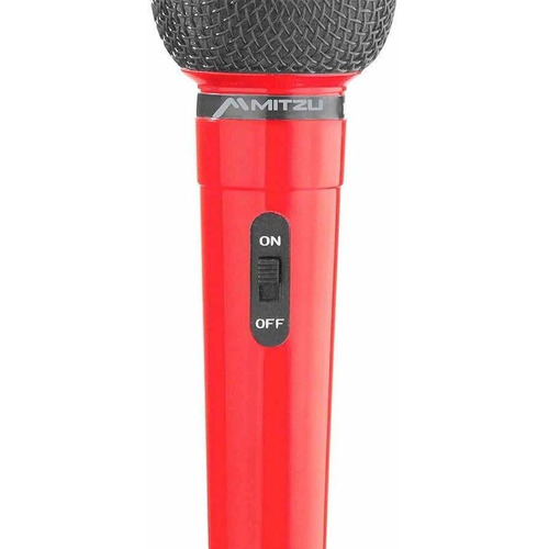 Micrófono Alámbrico Unidireccional Con Adaptador 12-1005 Color Rojo