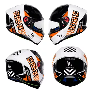 Capacete Mt Helmets Revenge 2 Chrono Laranja Preto E Branco