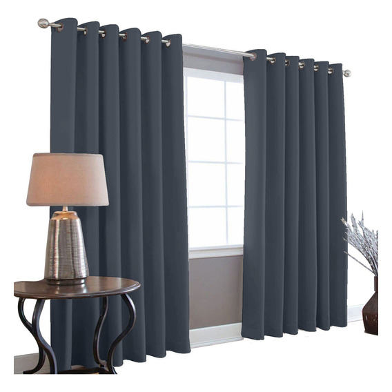 Cortinas Blackout Melocotton - Color AZUL ACERO - 275cm de Ancho X 215cm de Alto En 2 Páneles - Aislamiento Térmico , Reduce el Ruido Exterior , Cortinas Opacas con Ojales , Lavable en Casa