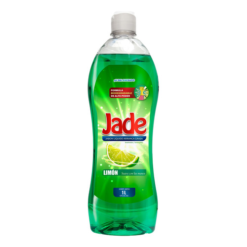 Jabon Lavatrastes Liquido Arrancagrasa 1 Litro Jade Limon Trastes / Lavavajillas / Biodegradable / Suave con las manos