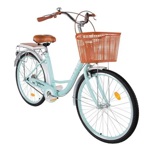Bicicleta Urbana Clasica R26 Bicicleta Con Canasta Vintage Menta
