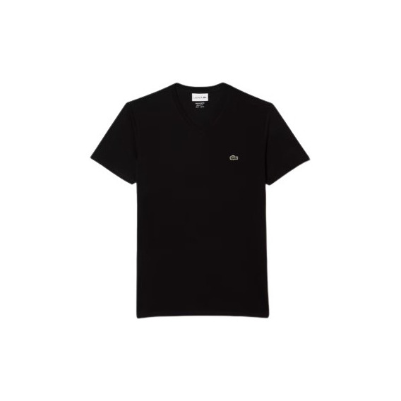 Remera Lacoste Con Logo Negra Cuello V Hombre Th6710-21 