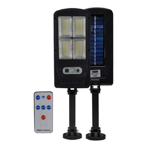 Lampara Solar Led Control Remoto 30 Watts Sensor Movimiento Color Negro
