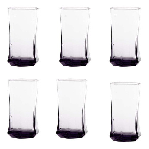 Set 6 Vasos Vivaldi Vasos De Vidrio Vaso High Ball 330 Ml Color Morado