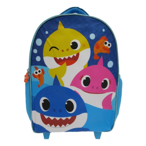 Mochila Con Ruedas Para Niños Baby Shark 2 Color Azul