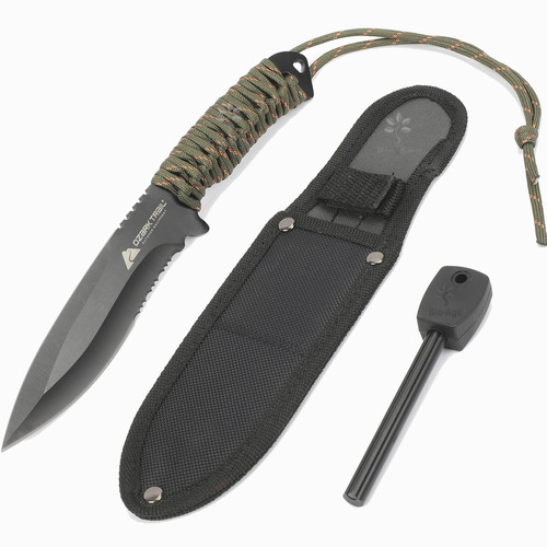 Cuchillo Con Pedernal Paracord Y Funda Camping Caceria 