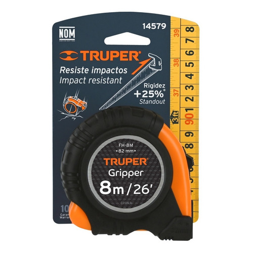 Flexómetro Gripper Contra Impactos8m Cinta 25mm Truper 14579