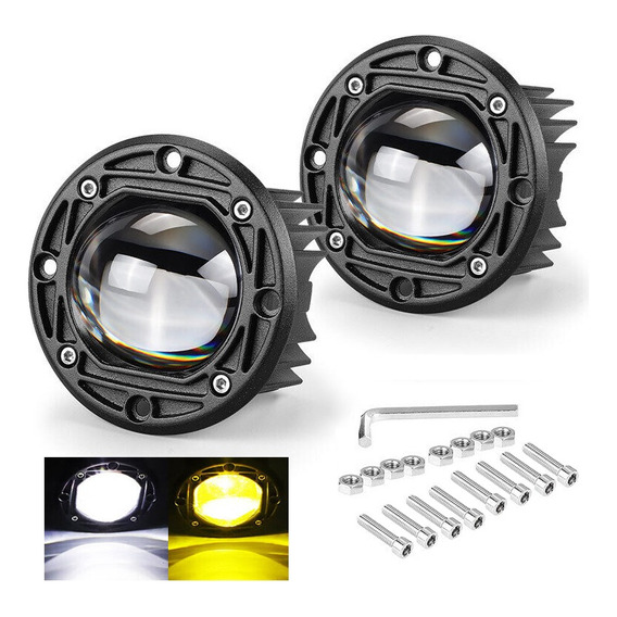 Par Faros Led 3  Doble Color Emportrables Lupa Redonda