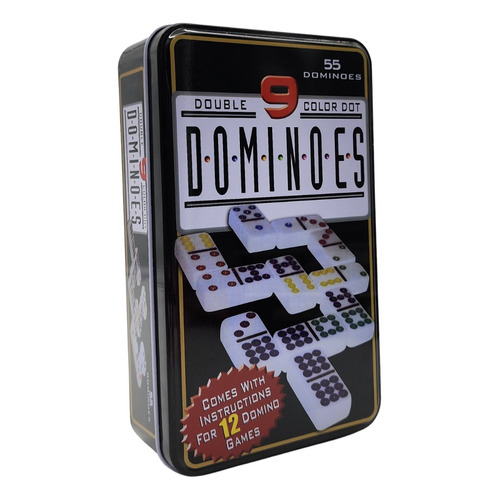 Domino Chancho 9 Juego Dominó Caja Metálica 55 Piezas Color