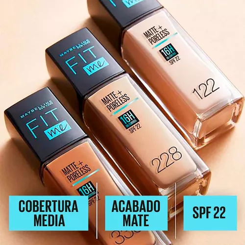 Base Líquida de Maquillaje Maybelline Fit Me Matte Poreless Foundation x 30  ml