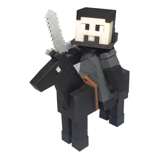 Minecraft Patrulha Da Noite - Jon + Cavalo Preto-altura 12cm