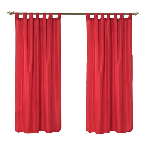 Juego De Cortinas Con Presillas 2 Paños Colores Hogar Color Rojo